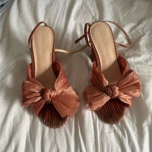 Loeffler Randall Pink Bow Ankle Strap Sandals